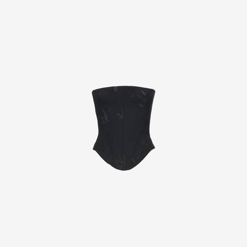 Alexander McQueen Women's Black Swallow Jacquard Corset - 10 (Viscose, Polyester, Metallic Polyester, Wool & Polyamide)